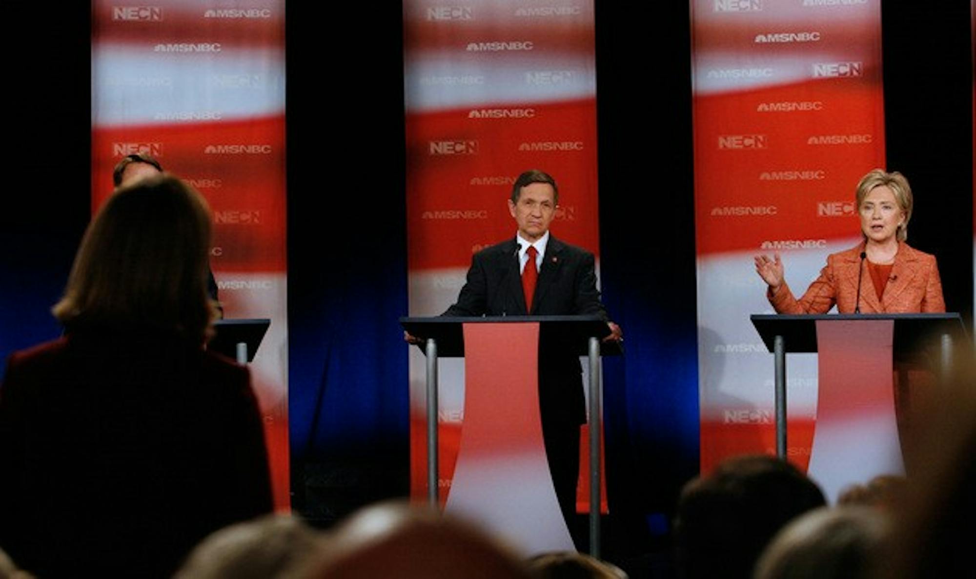 Sen. Hillary Clinton of New York answers a question from NECN political reporter Alison King.