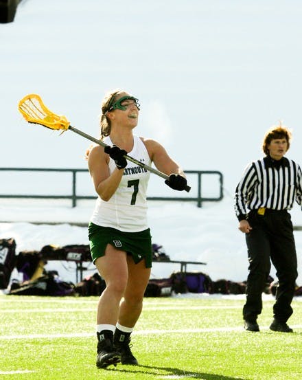 Co-captain Kristen Barry '08 scored two of Dartmouth's five goals in a disappointing loss to Brown in Providence.