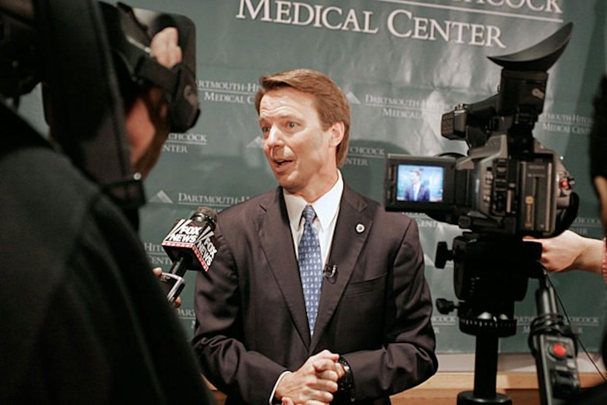 Following a John Edwards' speech at DHMC, a question-and-answer session focused on his plan to address the lack of availability to effective healthcare.