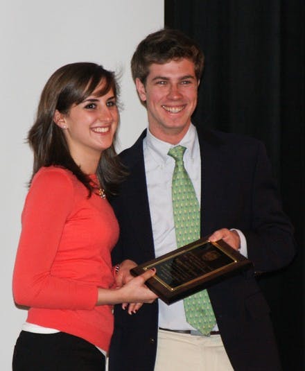Students affiliated with Greek organizations receive awards at the Order of Omega's annual awards ceremony held on Tuesday.