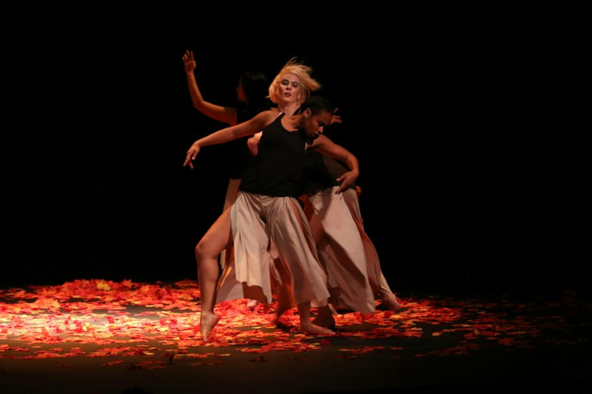 The Dartmouth Dance Ensemble's performance played with light and costumes.