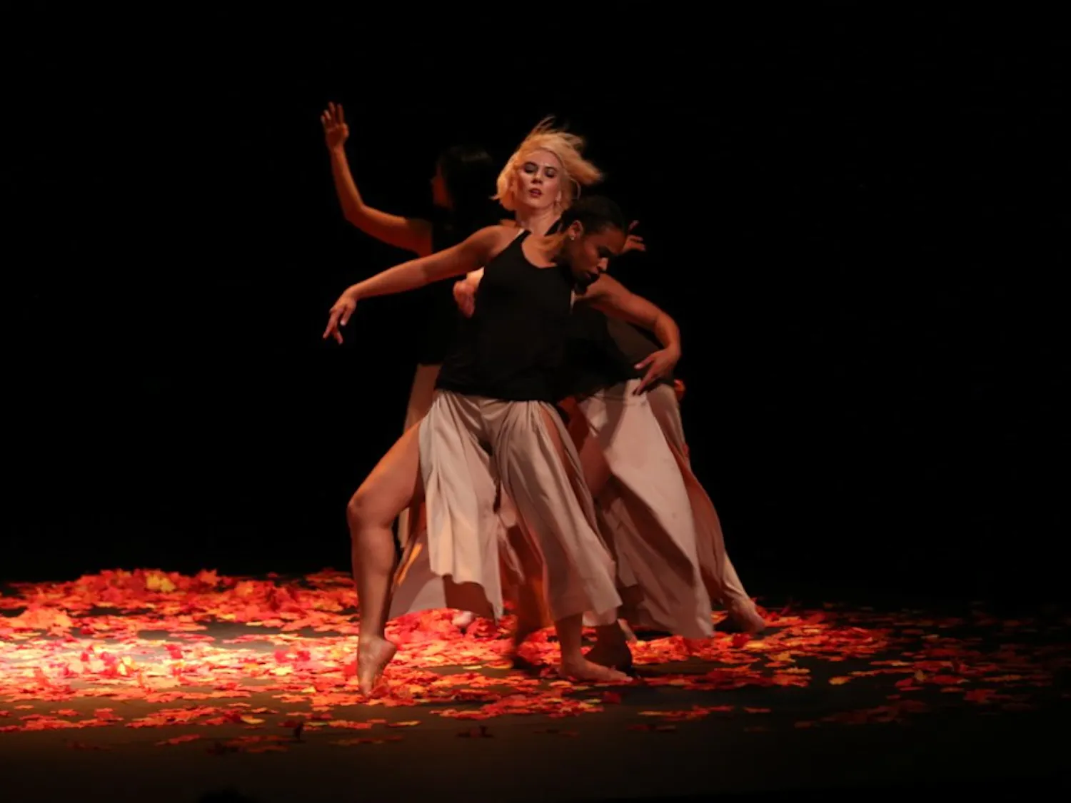 The Dartmouth Dance Ensemble's performance played with light and costumes.