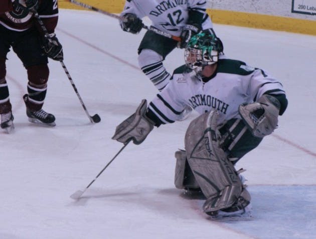 Goaltender Mike Devine '08 made a career-high 51 saves against Yale, helping to carry the Big Green to victory.
