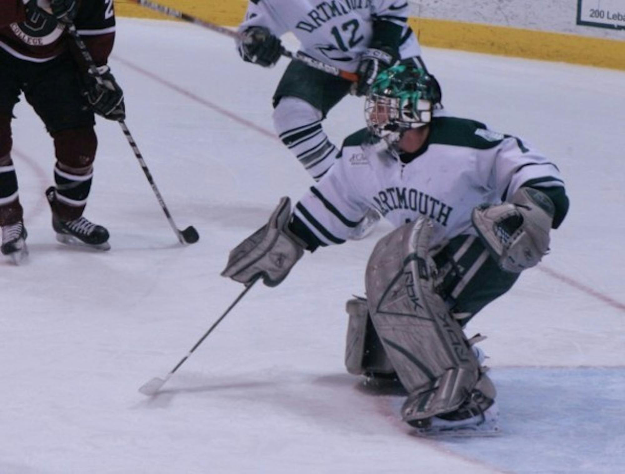 Goaltender Mike Devine '08 made a career-high 51 saves against Yale, helping to carry the Big Green to victory.