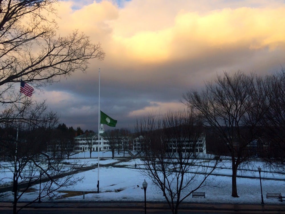 The Dartmouth flag flew at half mast on Saturday to honor Blaine Steinberg '15, who died suddenly on Friday.