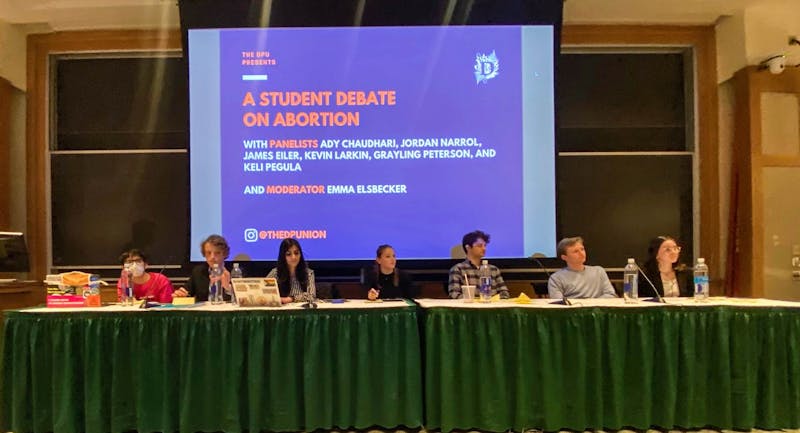 There were 110 attendees at the debate held in Filene Auditorium.