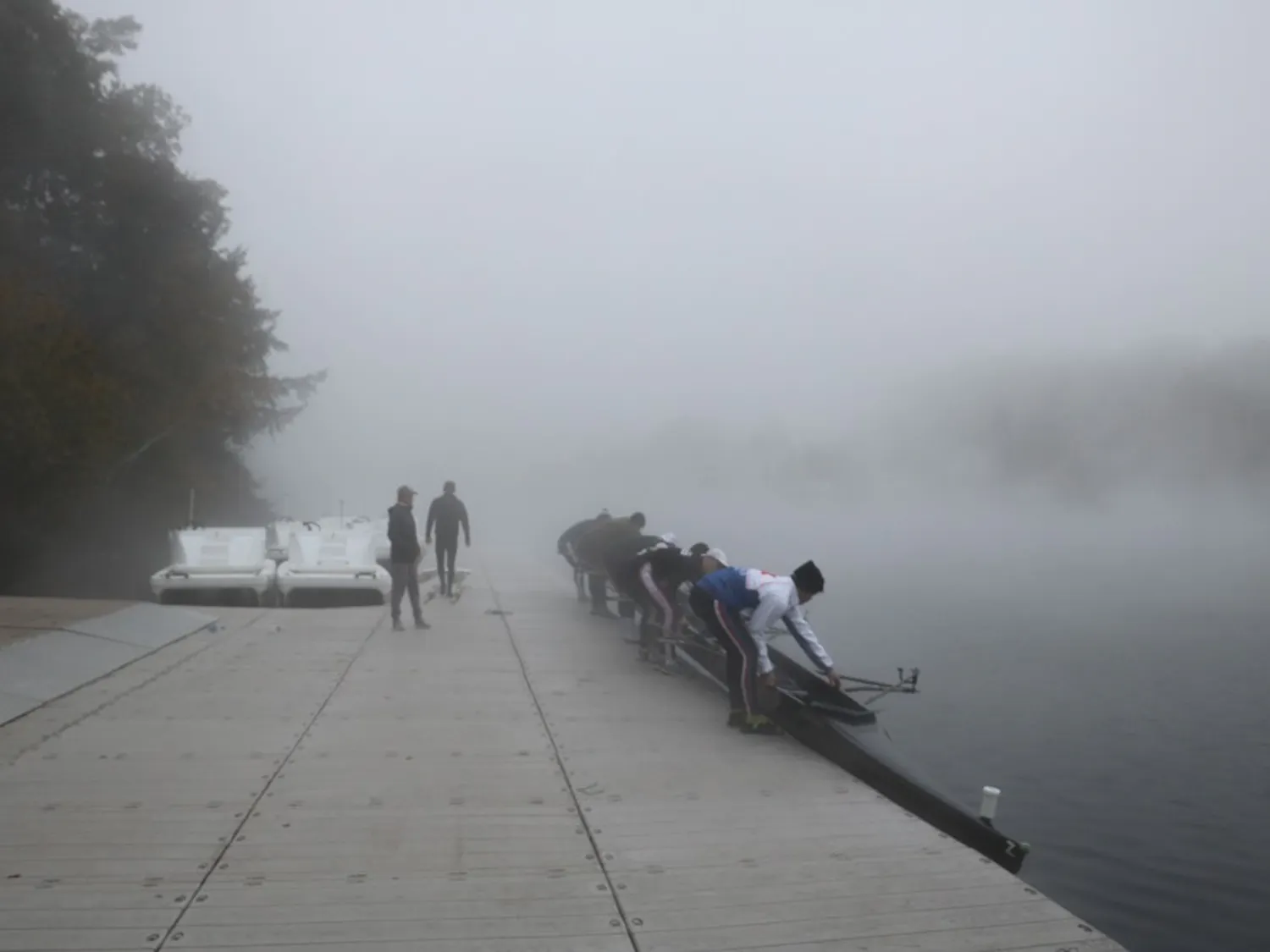 The rowers compete within the team to determine seat positions.