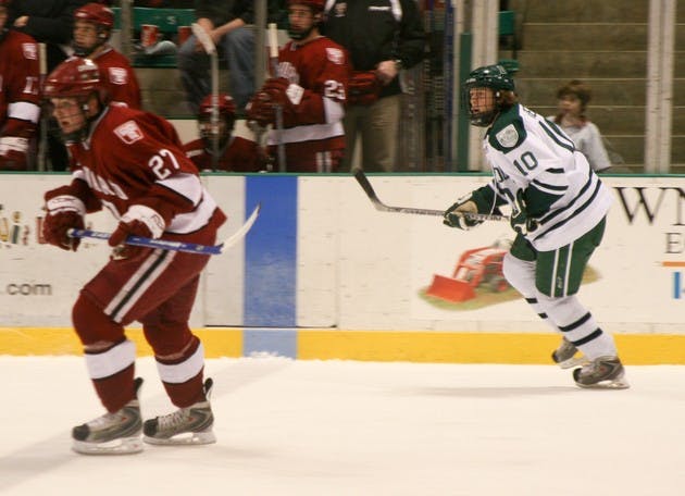 Dartmouth's men's ice hockey team has had impressive wins over top non-conference teams this season but has yet to hit its stride. With its loss to Harvard, the team is now 8-9-1 overall, but only 3-8-1 in the ECAC.