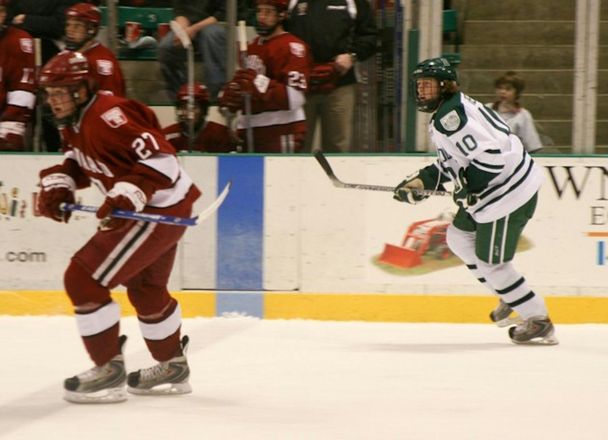 Dartmouth's men's ice hockey team has had impressive wins over top non-conference teams this season but has yet to hit its stride. With its loss to Harvard, the team is now 8-9-1 overall, but only 3-8-1 in the ECAC.