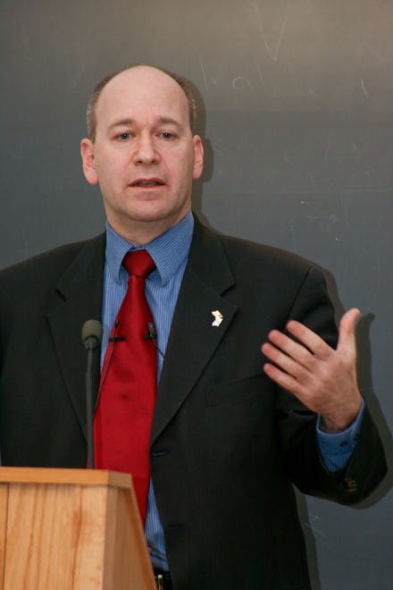 Nadiv Tamir, Consul General of Israel to New England, defended Israel's action in the recent conlict in Gaza in his Wednesday lecture.