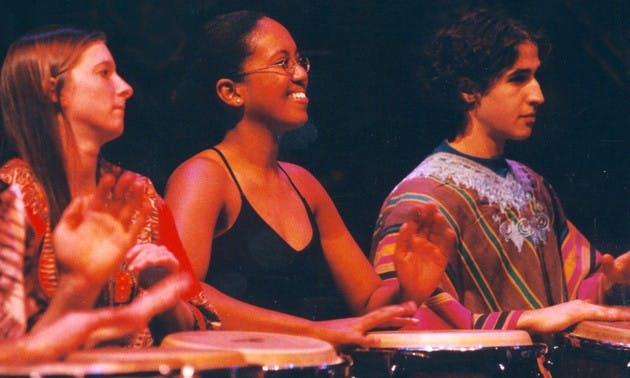 The World Music Percussion Ensemble, led by music department adjunct professor Hafiz Shabazz, will perform Saturday, Nov. 1 in Spaulding Auditorium at the Hopkins Center for the Arts