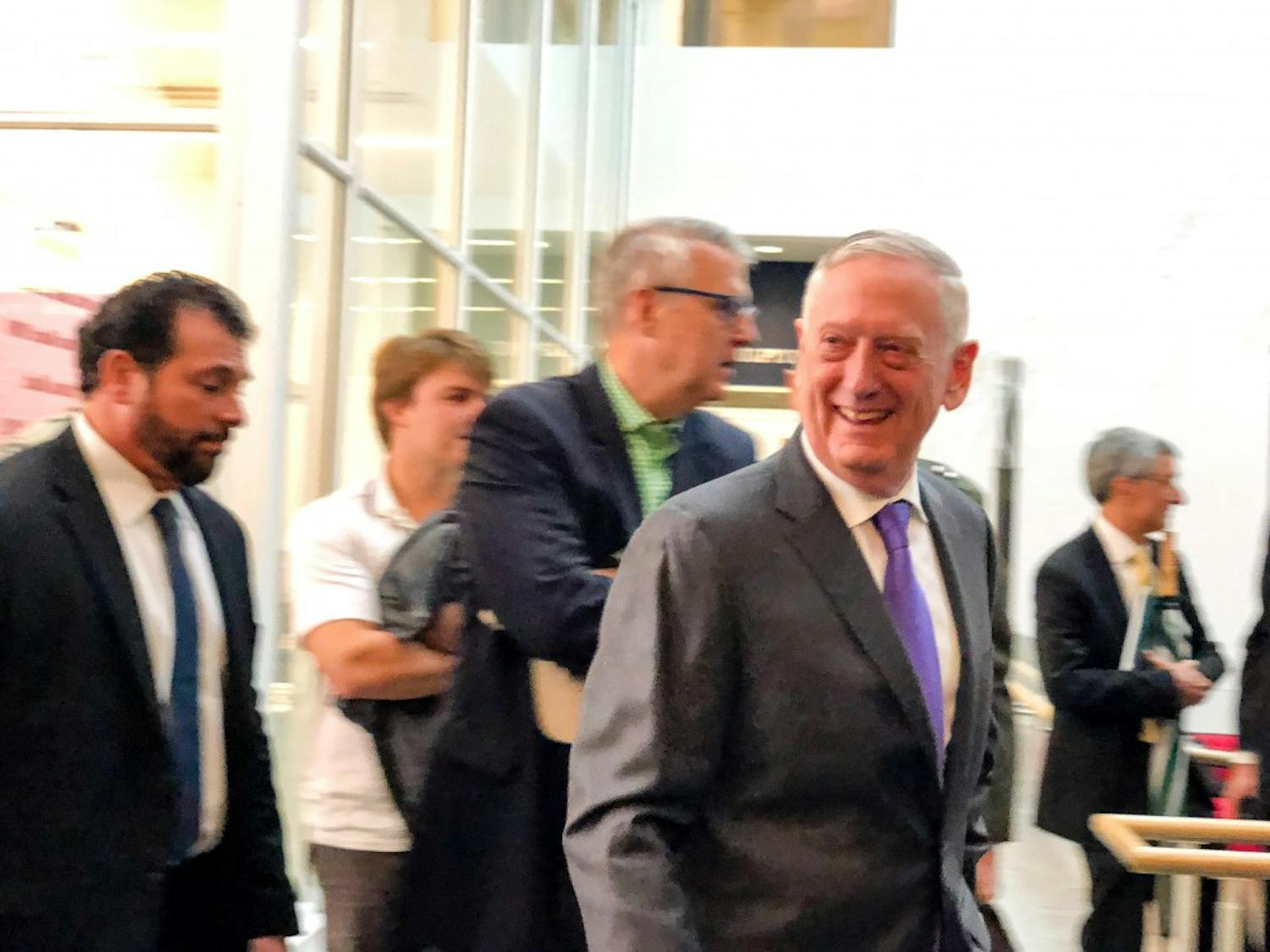 James Mattis interacted briefly with the public after giving his remarks at the Black Family Visual Arts Center on Friday, September 21.