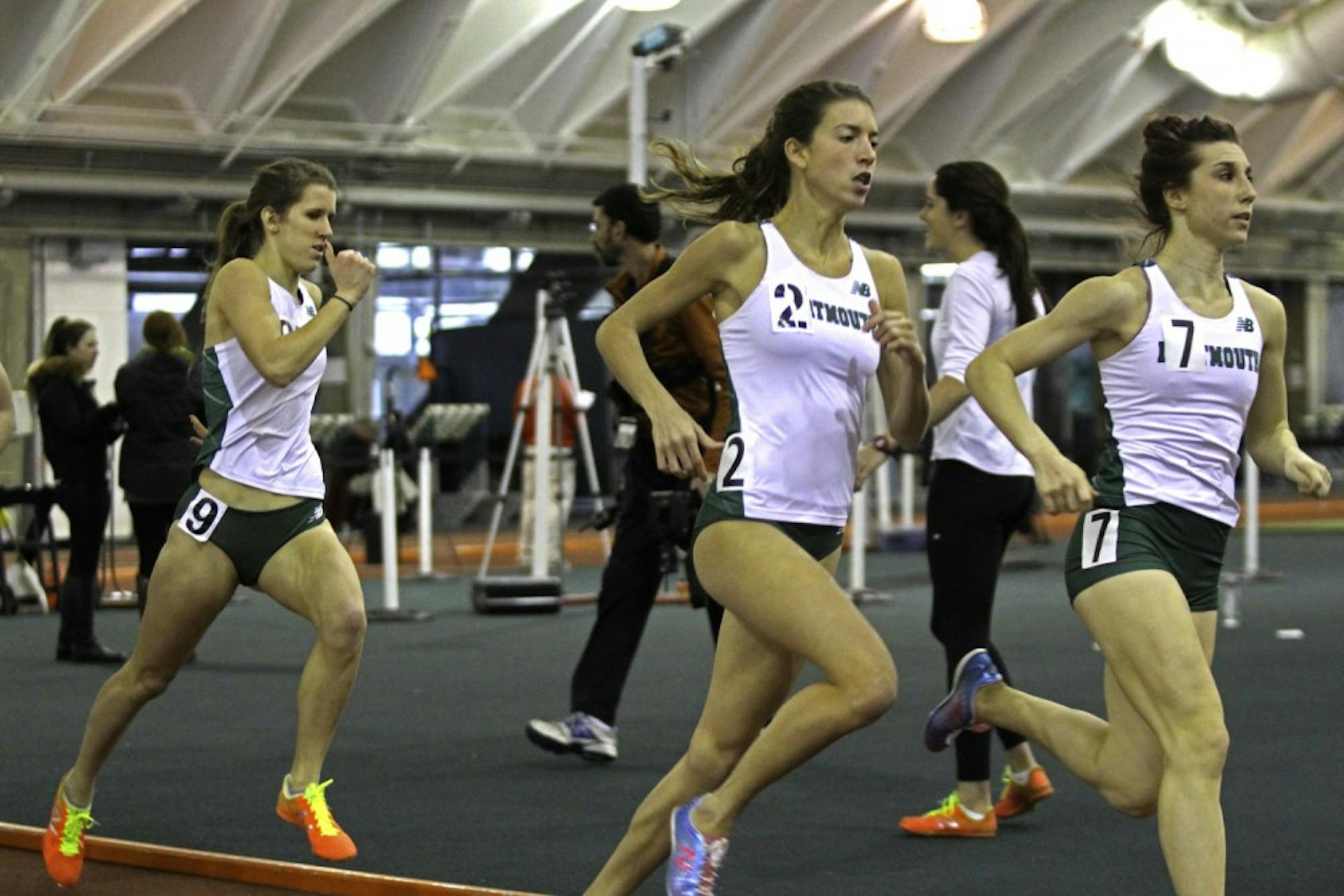 The women's track team raced toward a second place finish at the Carisella Invitational over winter break.