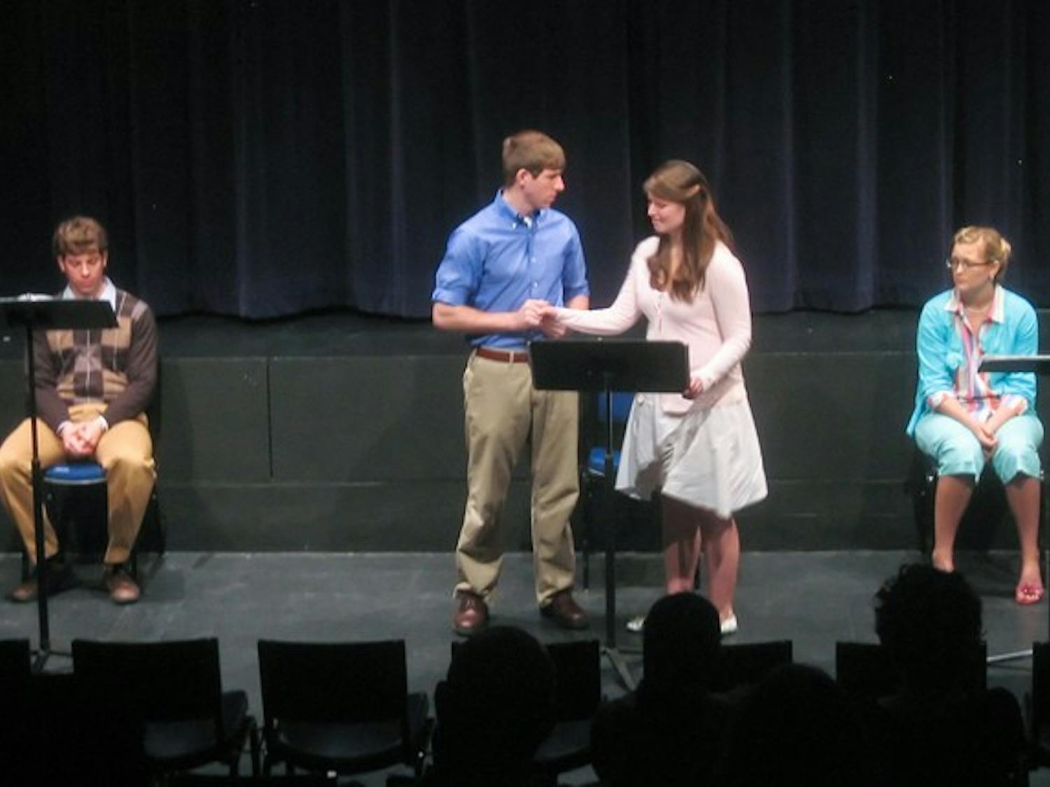 Students participate in a staged reading of 