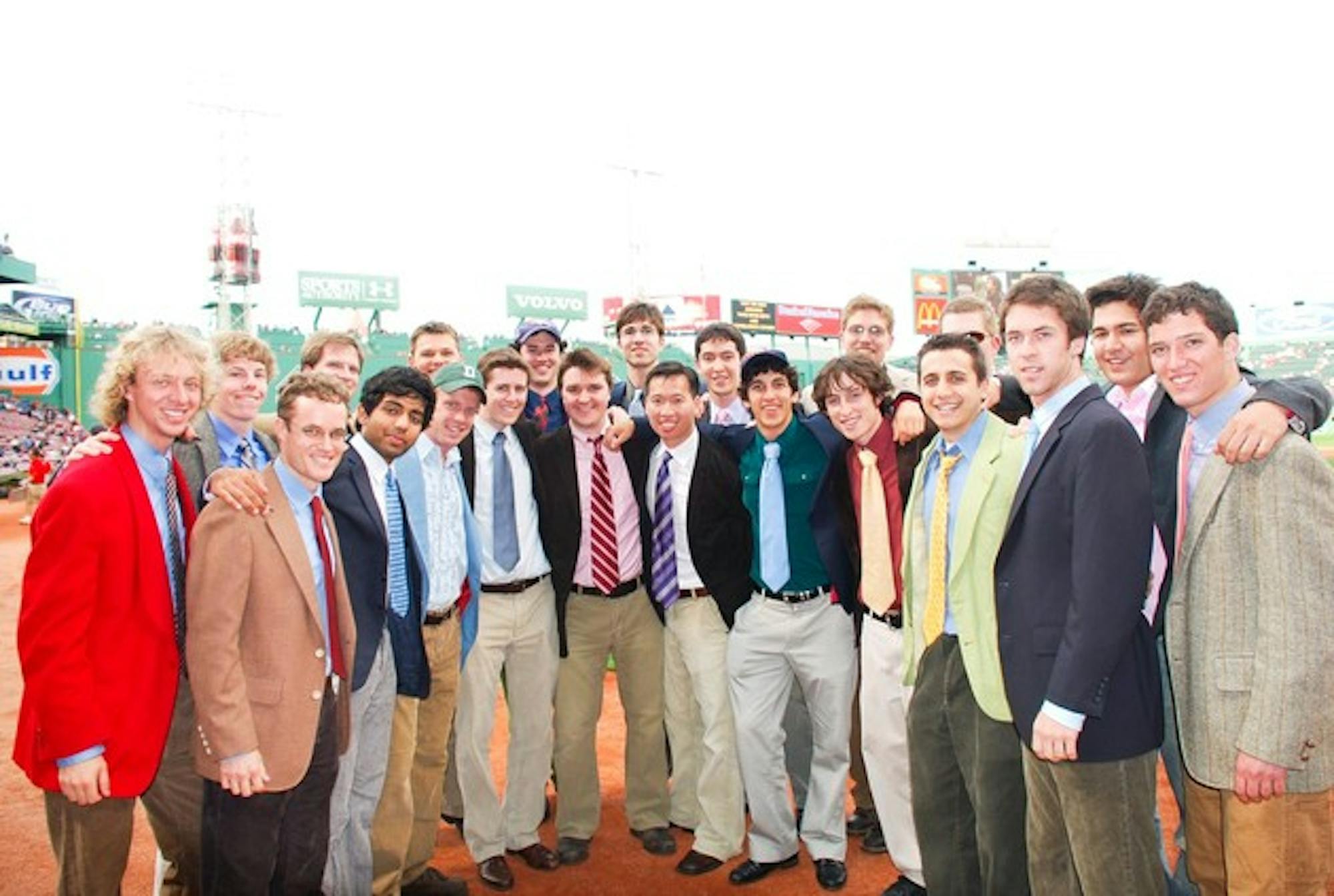 Cords alumni joined current members of the a capella group to sing the nationl anthem at Fenway Park.