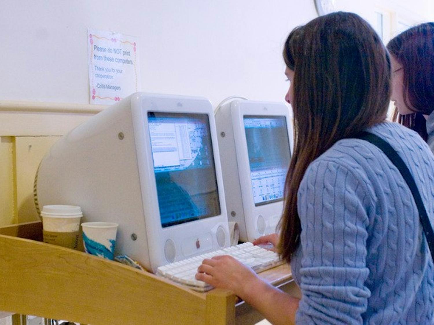 Several high-traffic BlitzMail terminals were down as classes started, resulting in long lines for e-mail.