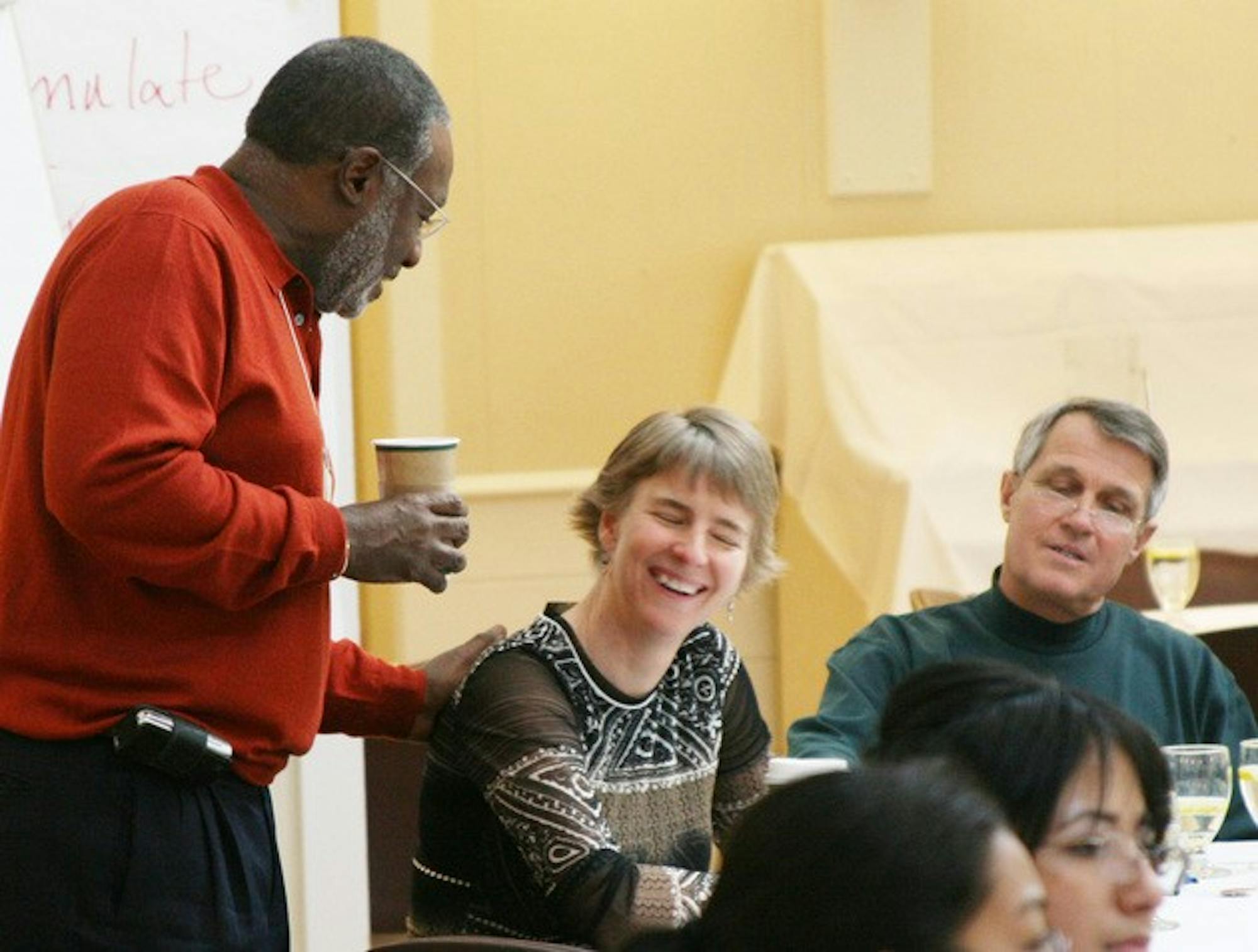 From left to right: Joe Johnson, Caroline Moore, and Doug Smith T'70 presented at Tuck's 9th annual Work-Life Symposium on Friday.