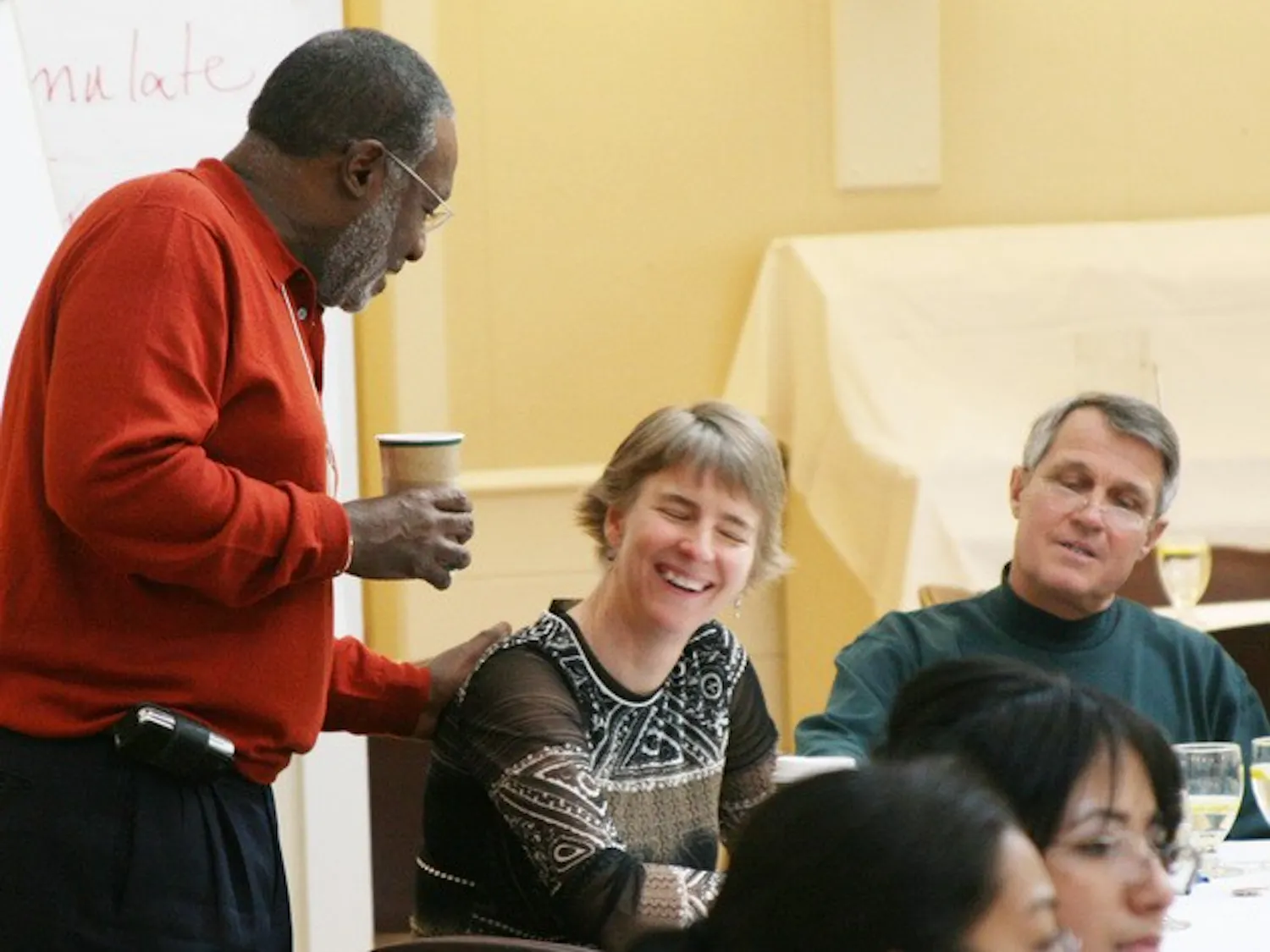 From left to right: Joe Johnson, Caroline Moore, and Doug Smith T'70 presented at Tuck's 9th annual Work-Life Symposium on Friday.