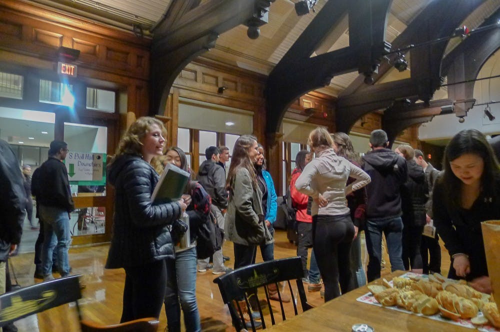 Prospective members of the Class of 2019 mingle in Collis Common Ground