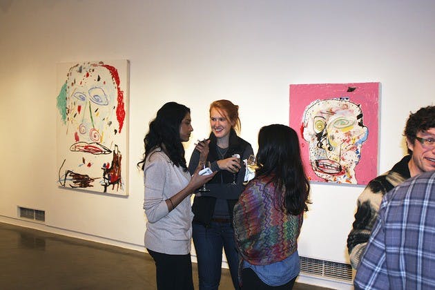 A collection of abstract works by studio art professor Enrico RIley '95, 