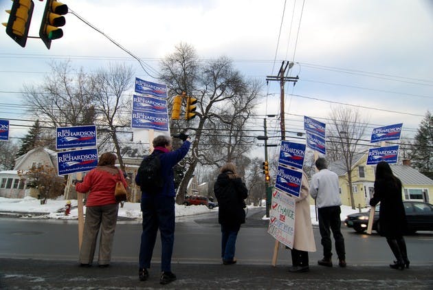 Richardson supporters campaign in anticipation of Tuesday's election.
