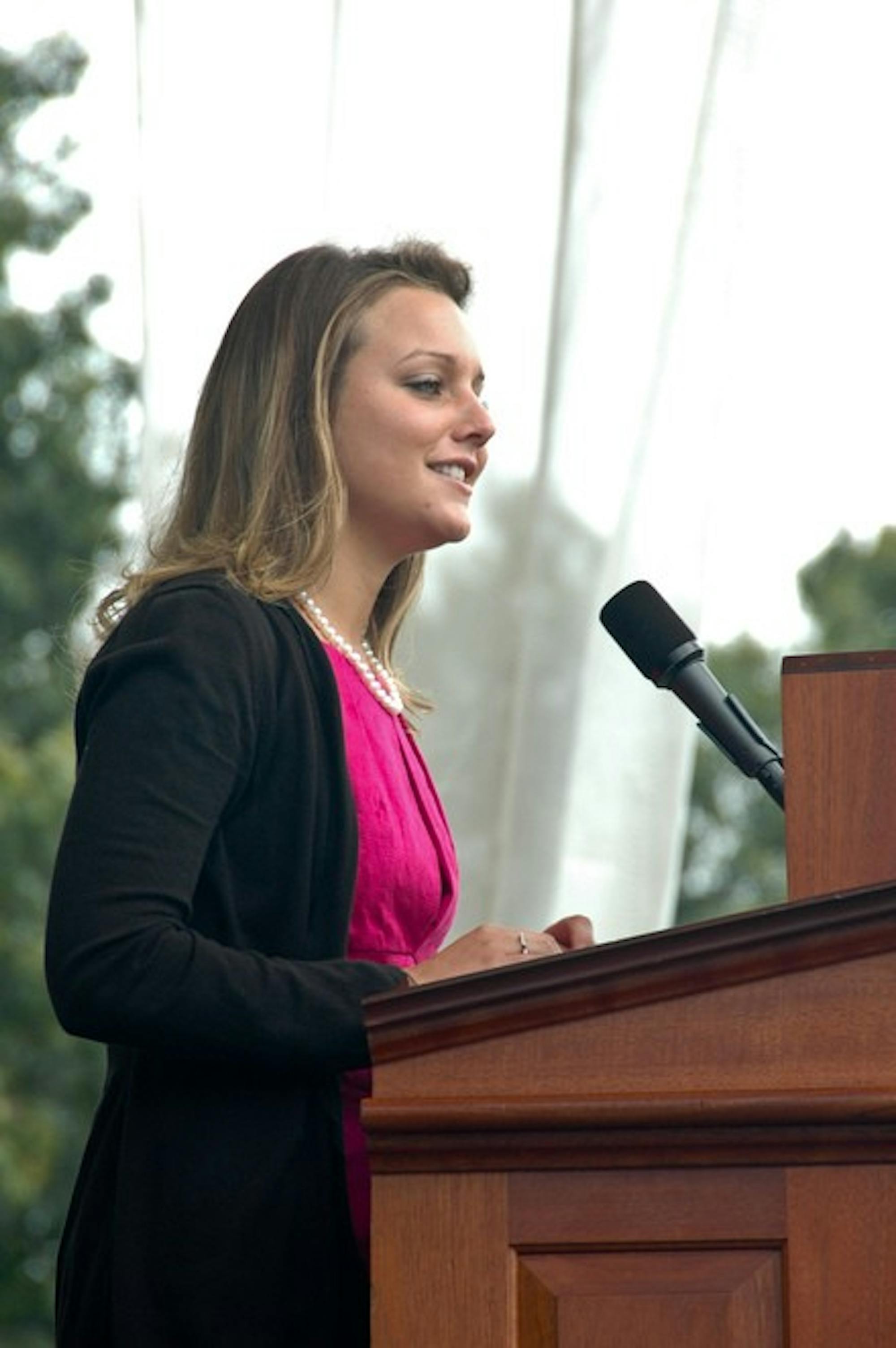 Student Body President Frances Vernon '10 offered advice to the Class of 2013 in her convocation address on Tuesday.