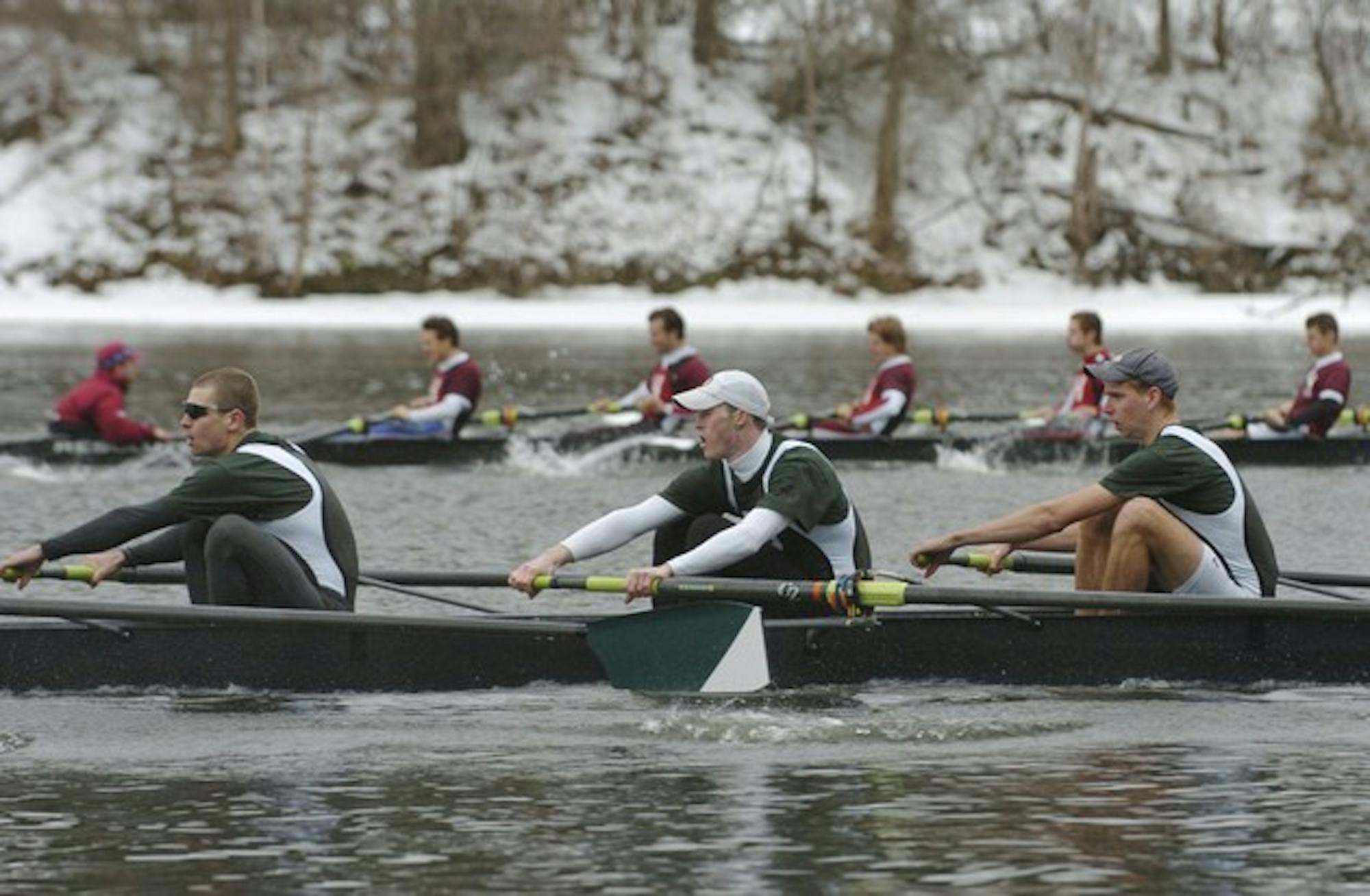 The Dartmouth varsity lightweight eight, the defending Eastern Sprints champion, dispatched Delaware by three seconds Saturday on Lake Quinsigamond in Worcester, Mass.
