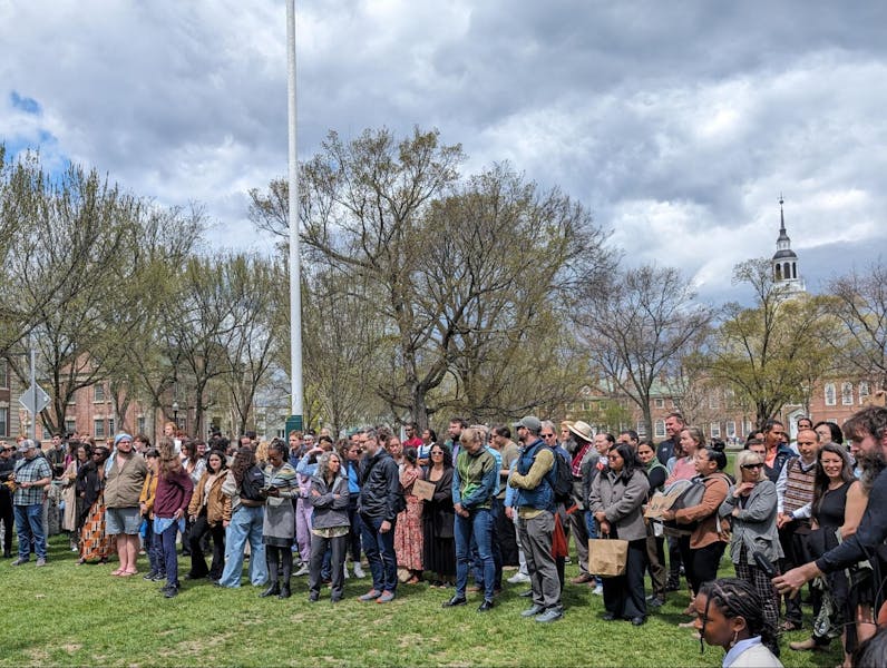 Faculty gather on Green in response to protester arrests, petition for ...