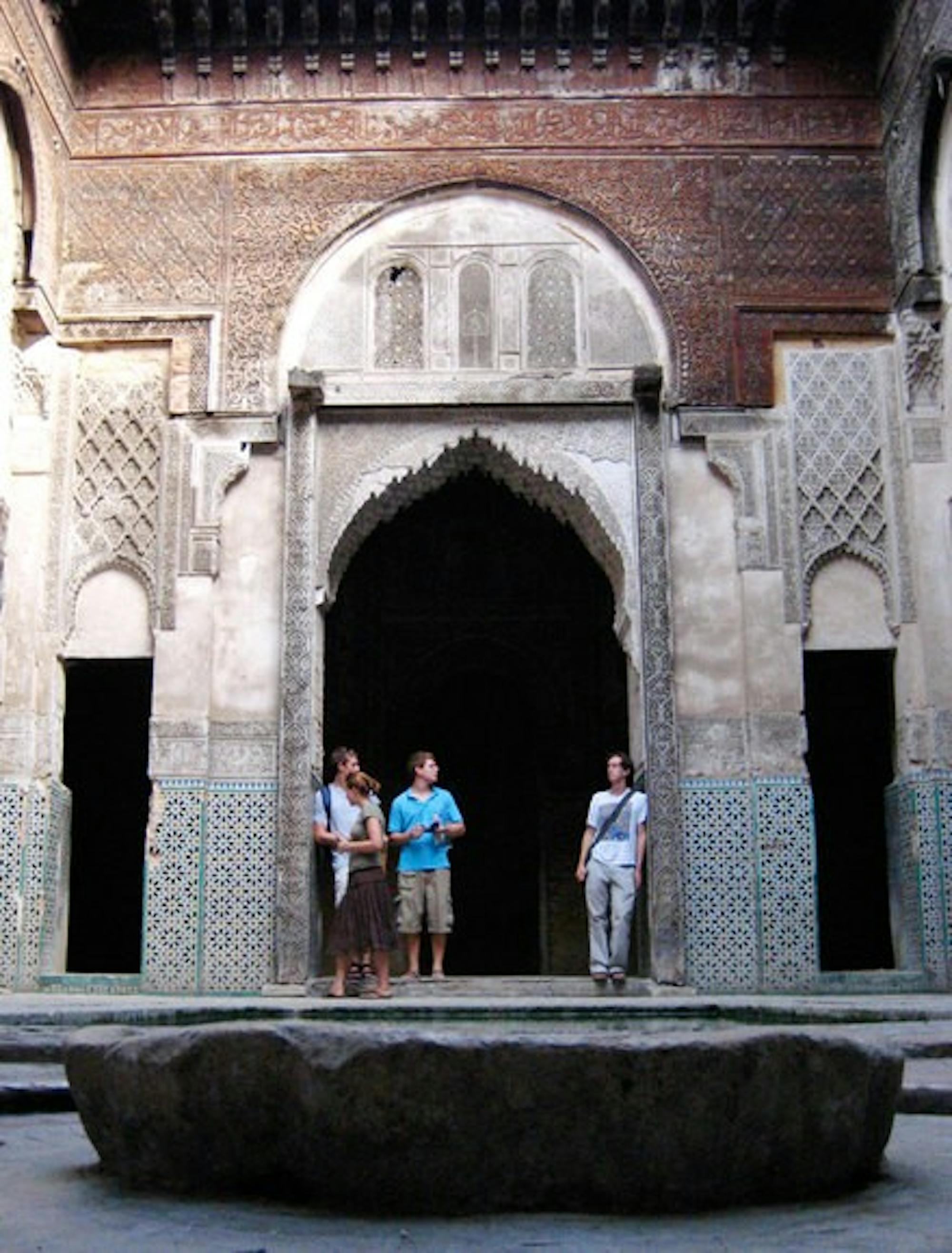 Evan Greulich, Kate Bowman, Phil Aubart and William Blakeley, all members of the Class of 2010, relax in Fez, Morocco, during the summer 2007 Arabic LSA-plus.