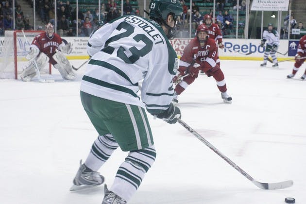 Center Adam Estoclet '11 was plus-three in Sunday's tie with Harvard. Estoclet has 15 points for the Big Green this season, tied for first on the team.