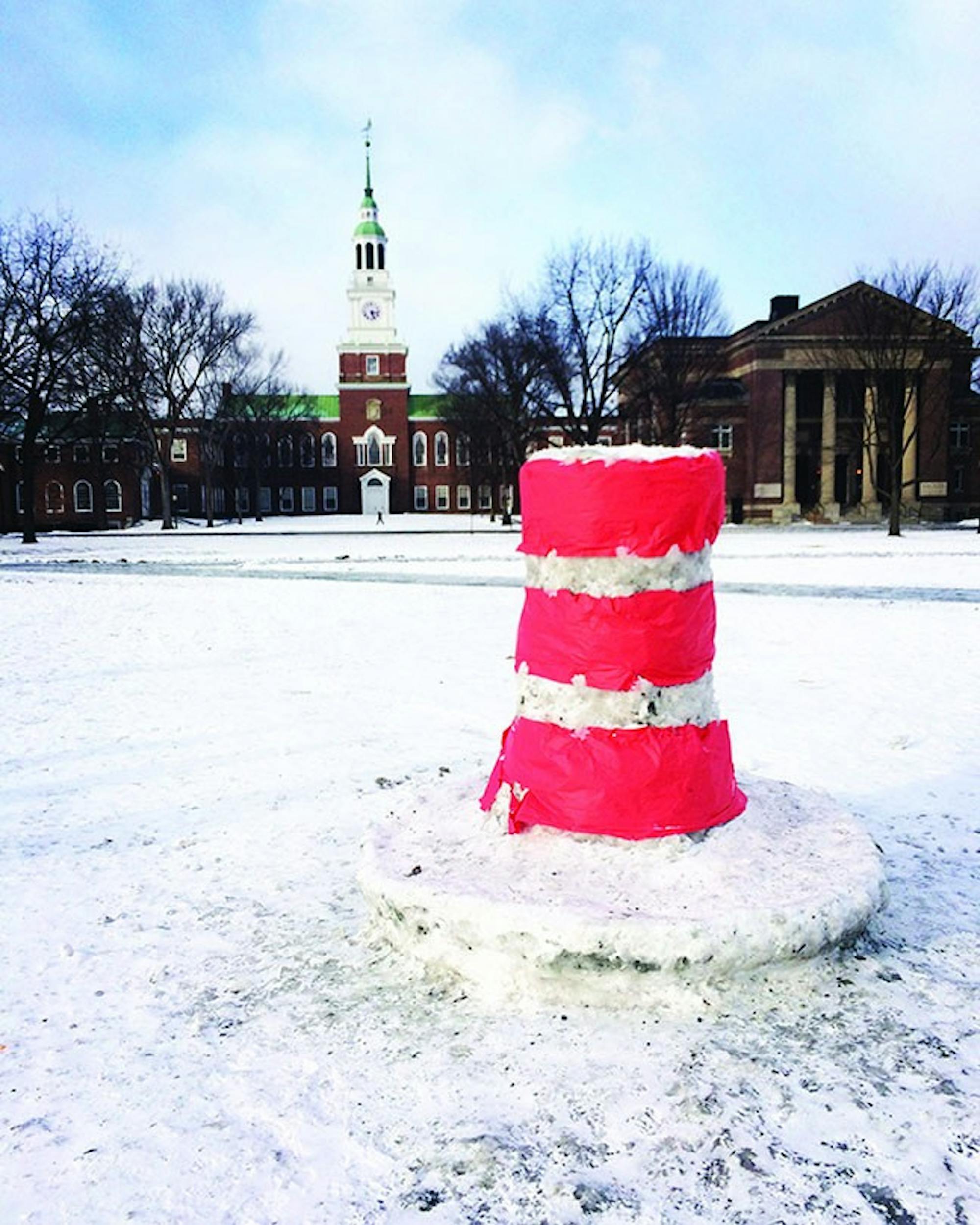 Thomas Rover ’16 organized students to build a snow sculpture despite its official cancellation.