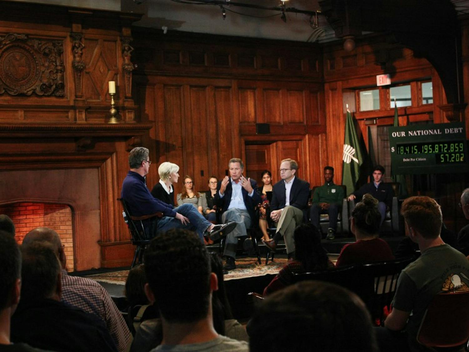 Presidential candidate John Kasich appeared in Collis Common Ground to discuss policy goals.