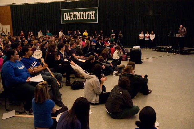 Students came together for a rally to raise money and help show the Dartmouth community how to get involved in Haiti relief efforts.