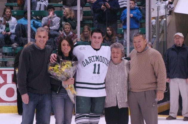Dan Shribman '07, with his family on senior night, was given the inaugural the Derek Hines Unsung Hero Award.