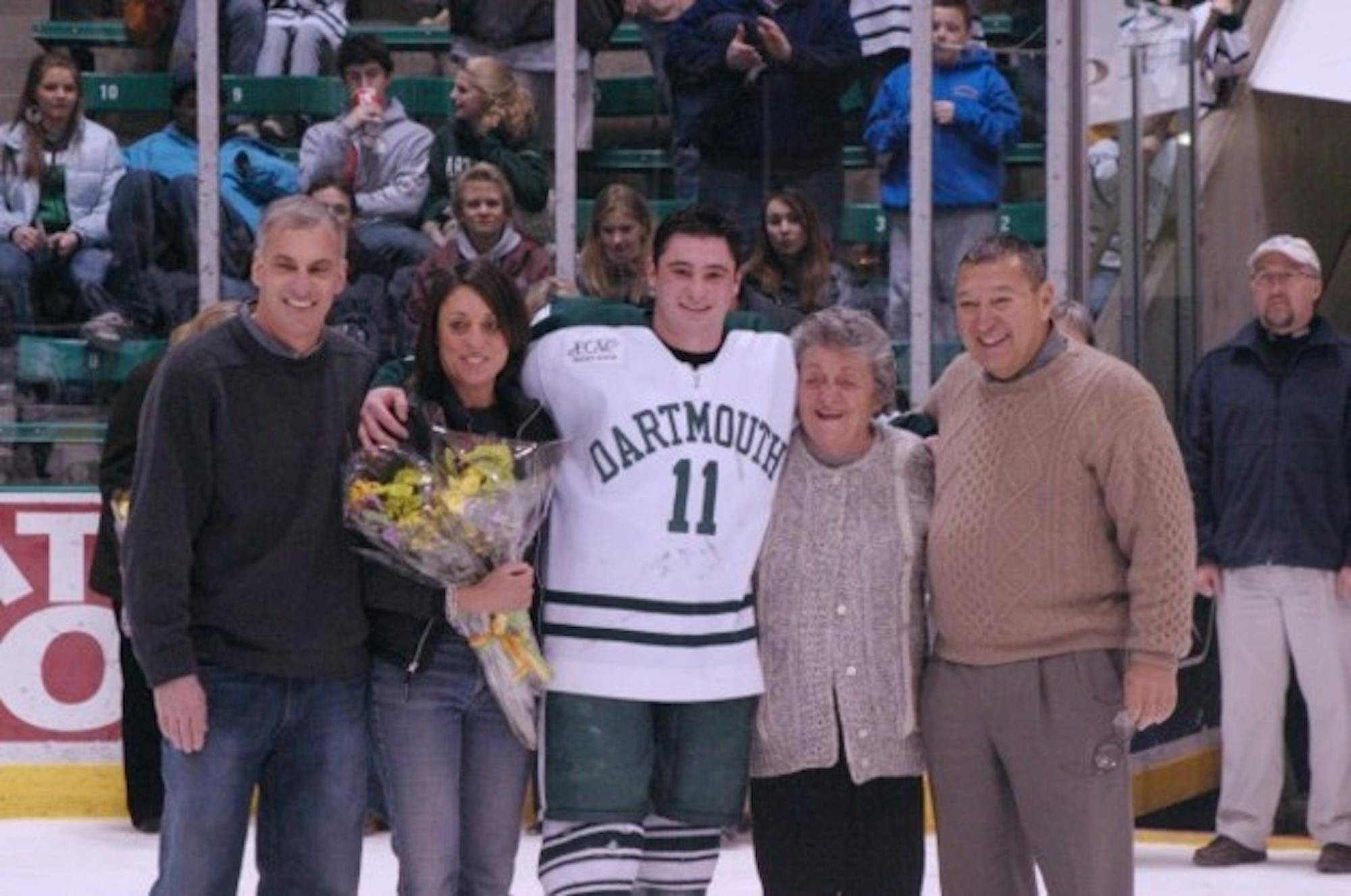 Dan Shribman '07, with his family on senior night, was given the inaugural the Derek Hines Unsung Hero Award.