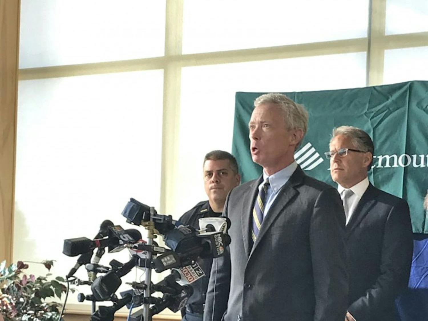 New Hampshire Attorney General Gordon MacDonald&nbsp;'83 held a press conference at Dartmouth-Hitchcock Medical Center Tuesday afternoon.