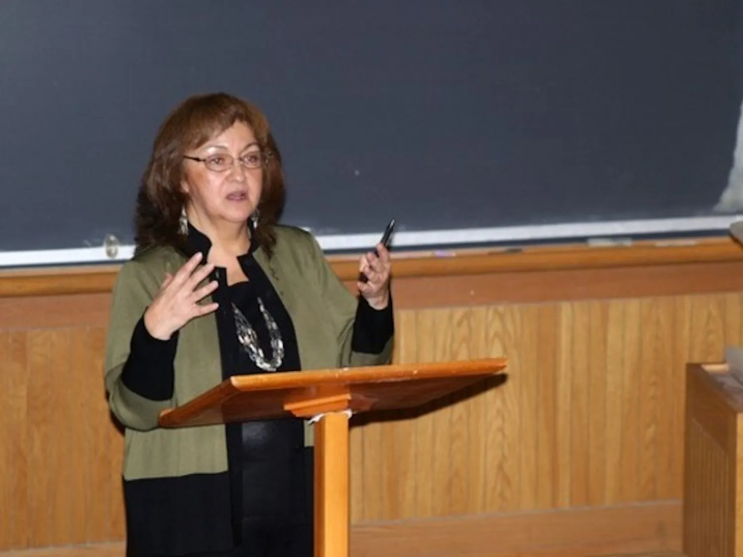 Sarah Sotomish speaks on Thursday to raise awareness about