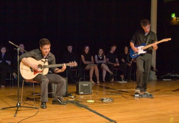 Participants at Tuesday's Active Minds-sponsored concert play a song written by a musician who suffered from a mental illness.