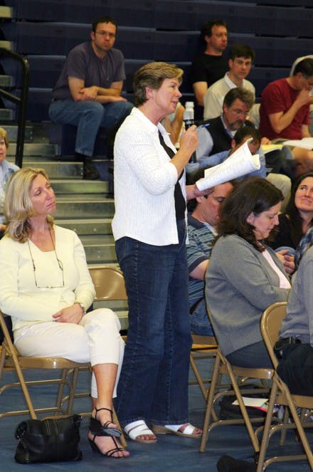 A Hanover resident speaks at Monday's discussion of marijuana.