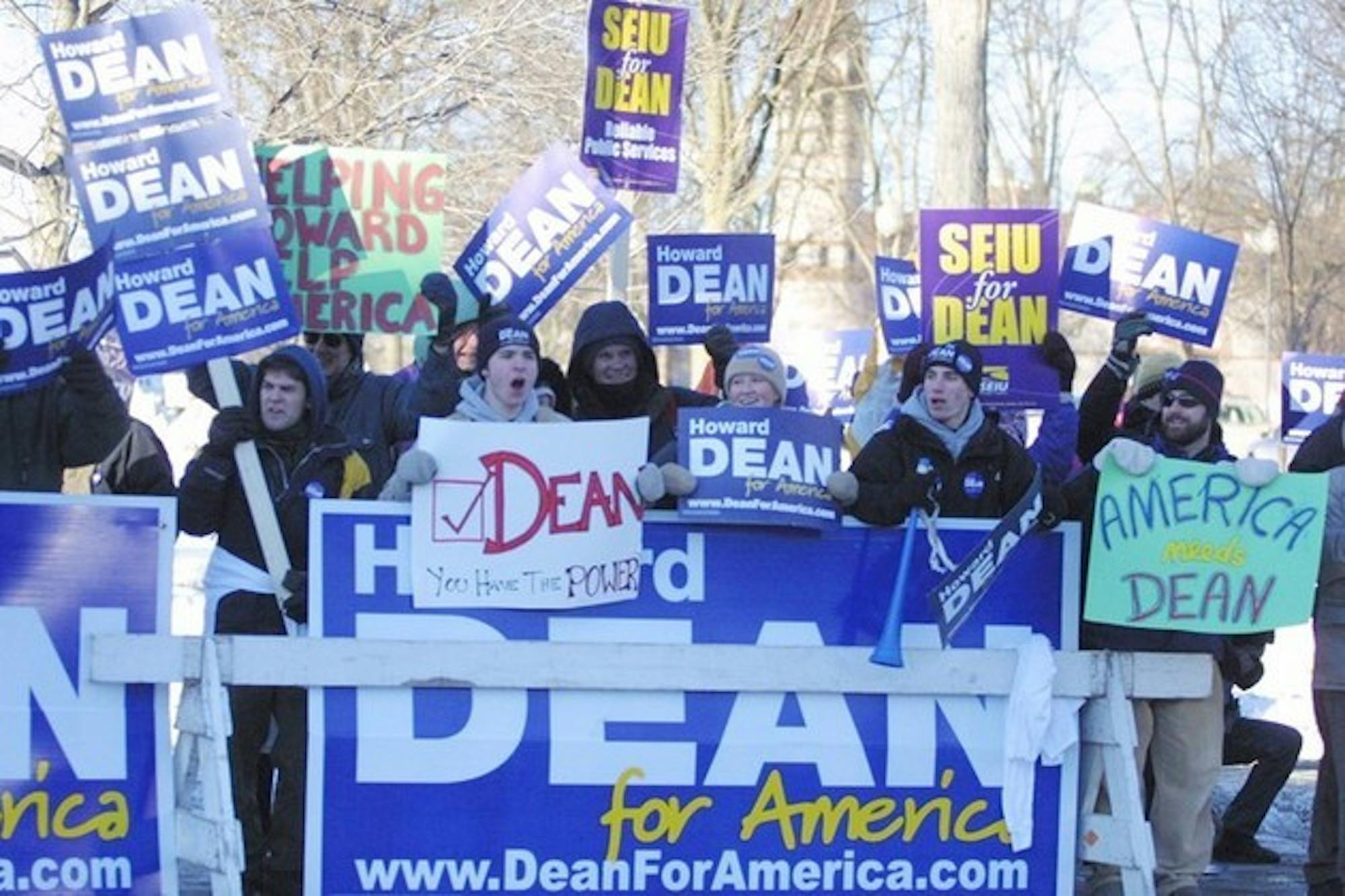 Dartmouth students support Howard Dean during his candidacy for the Democratic nomination for president during Winter term of 2004.