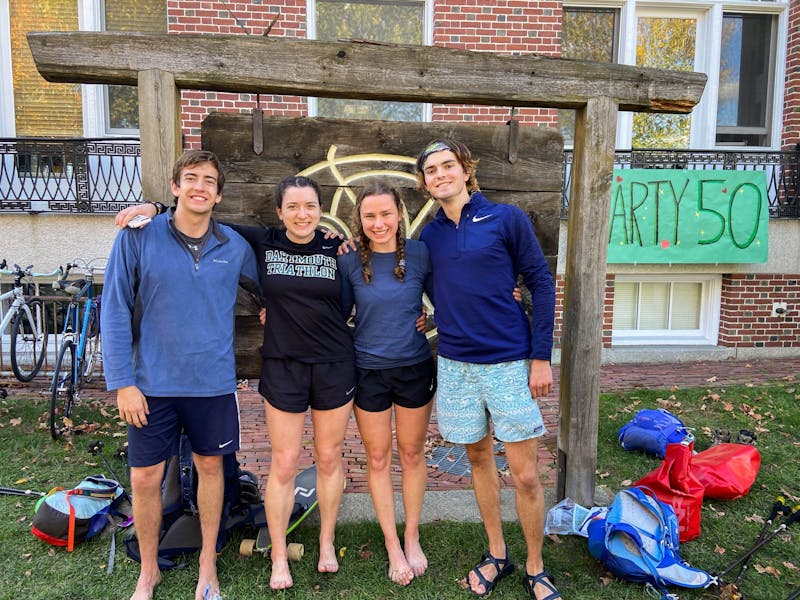 (Pictured left to right) James Hood '23, Sarah Hutchinson '22, Ellie Baker '22 and Ian Stiehl '22 successfully completed the Fifty this past weekend.&nbsp;