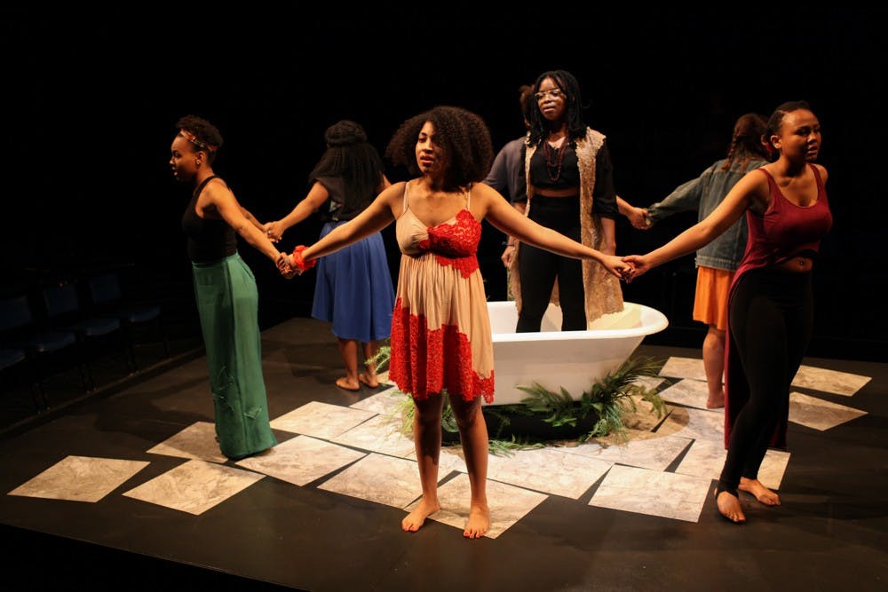 Dress rehearsal of For Colored Girls Who Have Considered Suicide / When the Rainbow Is Enuf in Hanover, New Hampshire on Thursday, May 12, 2016. Copyright 2016 Rob Strong