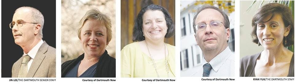 Phil Hanlon, Carolyn Dever, Inge-Lise Ameer, Michael Mastanduno, Maria Laskaris, from left.