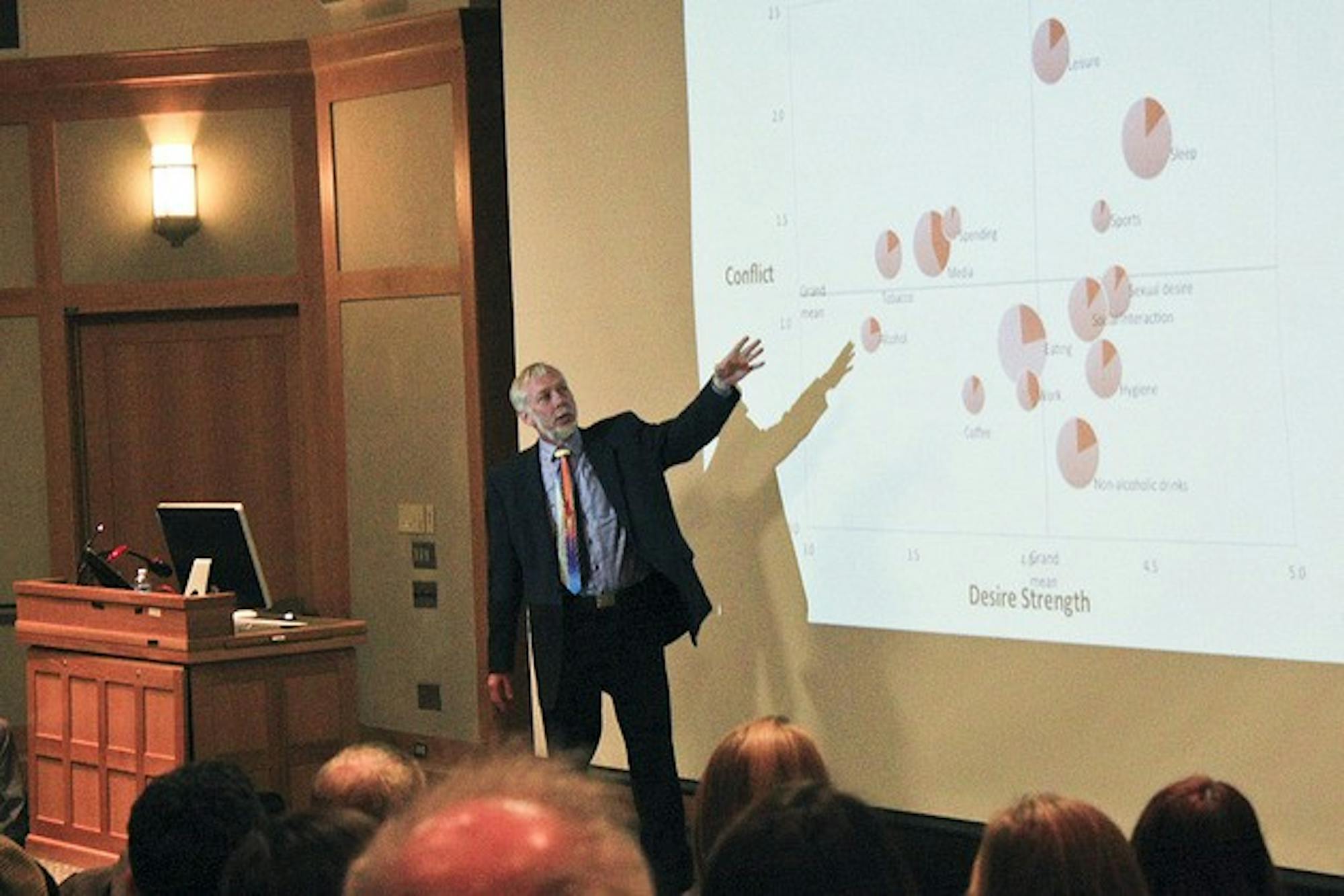 Roy Baumeister of Florida State University, an expert on willpower, delivered the term's first 