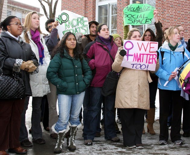 Students urge the administration to equalize the number of male- and female-controlled spaces on campus after a week-long debate over Beta's return.