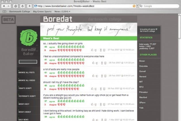 The anonymous posting website has been a forum for campus gossip.