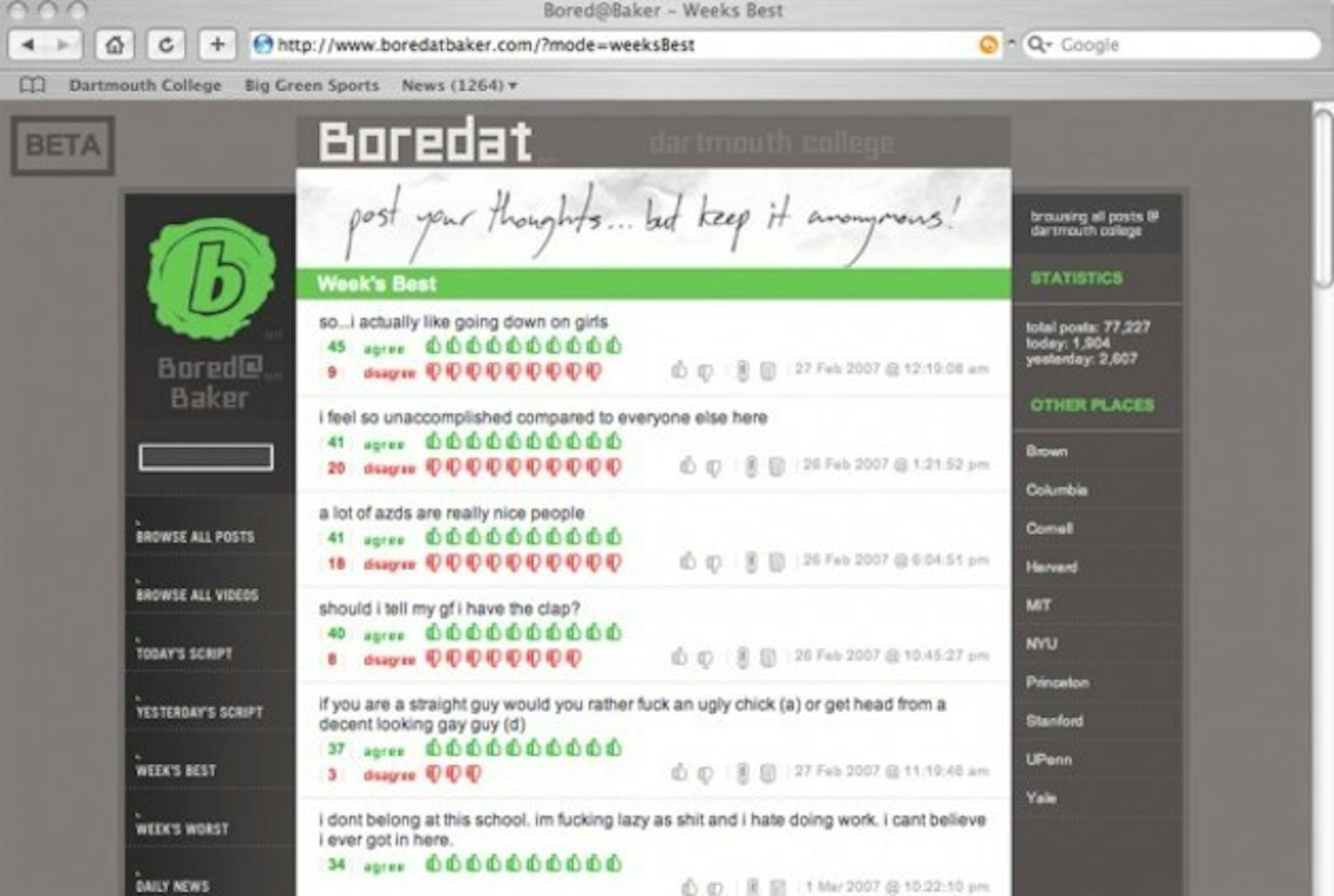 The anonymous posting website has been a forum for campus gossip.