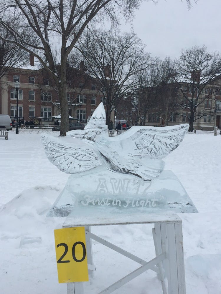 Beta Alpha Omega&nbsp;fraternity created a sculpture honoring Adam Wright '17 during the Winter Carnival ice sculpture contest.