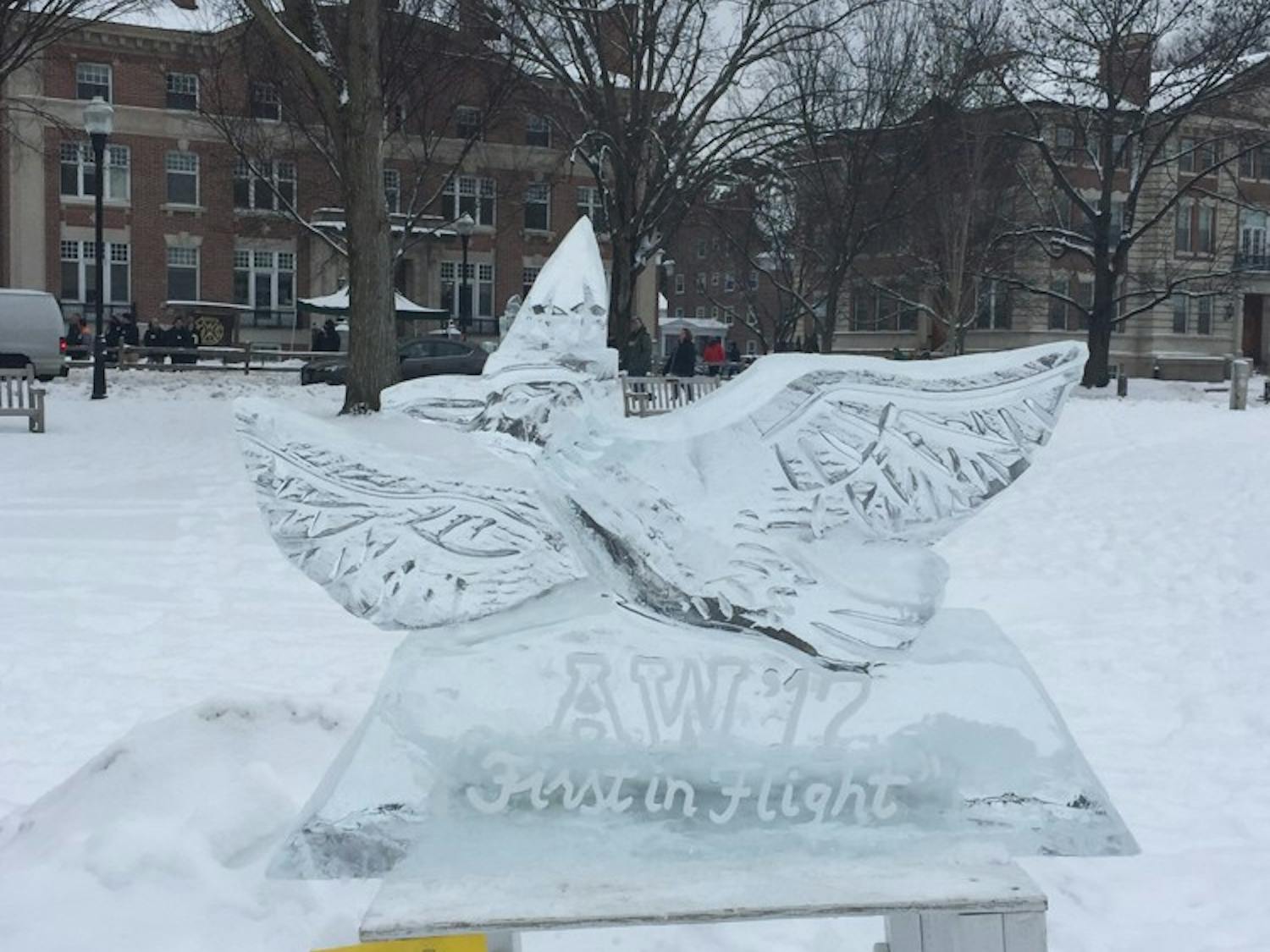 Beta Alpha Omega&nbsp;fraternity created a sculpture honoring Adam Wright '17 during the Winter Carnival ice sculpture contest.