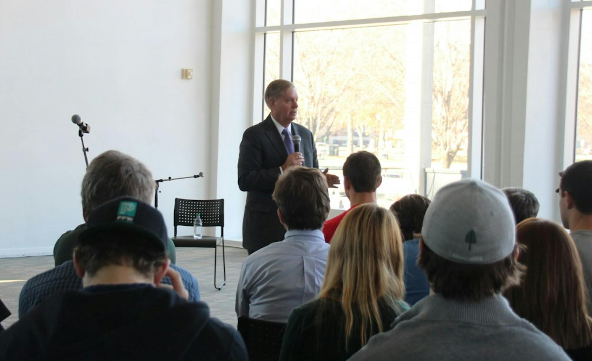Senator Lindsey Graham spoke about his views on foreign policy, immigration and the economy at the Hopkins Center.